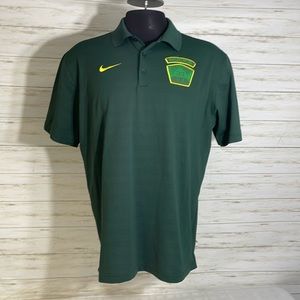 Nike Dri-Fit Ducks Football Polo Golf Shirt Large Stretch Silky Green Yellow